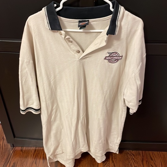 Harley Davidson mens cream and blue short sleeve polo. Size xxl. 100 % cotton - Picture 6 of 10